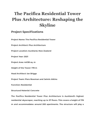 The Pacifica Residential Tower Plus Architecture: Reshaping the Skyline