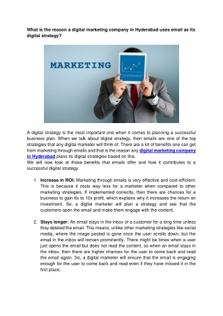 What is the reason a digital marketing company in Hyderabad uses email as its digital strategy