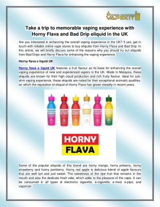 Horny flava e liquid UK