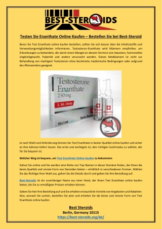 Testen Sie Enanthate Online Kaufen Bestellen Sie bei Best Steroid