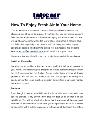 _How To Enjoy Fresh Air In Your Home