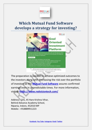 Which Mutual Fund Software develops a strategy for investing