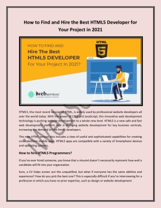 How to Find and Hire the Best HTML5 Developer for Your Project in 2021