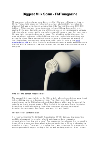 Biggest Milk Scam - FMTmagazine