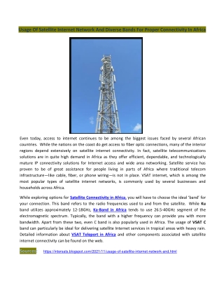 Usage Of Satellite Internet Network And Diverse Bands For Proper Connectivity In