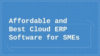 Affordable and Best Cloud ERP Software for SMEs