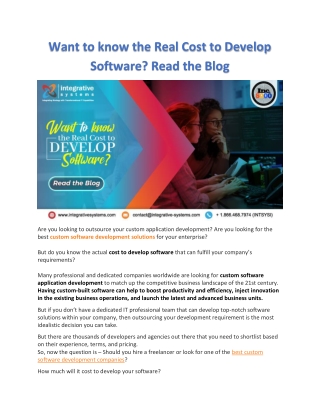 Want to know the Real Cost to Develop Software