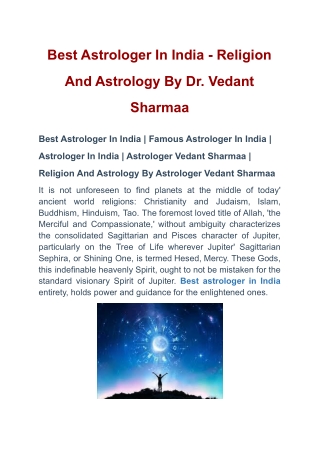 Best Astrologer In India - Religion And Astrology By Dr. Vedant Sharmaa