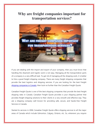 Why are freight companies important for transportation services