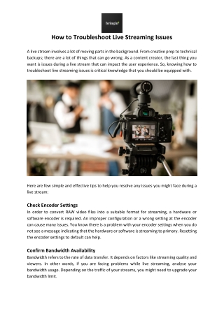 How To Troubleshoot Live Streaming Issues