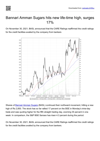 Bannari Amman Sugars hits new life-time high, surges 17