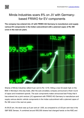 Minda Industries soars 8% on JV with Germany-based FRIWO for EV components