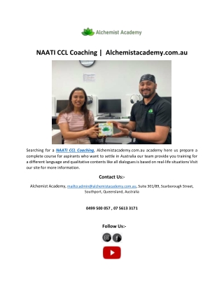 NAATI CCL Coaching |  Alchemistacademy.com.au