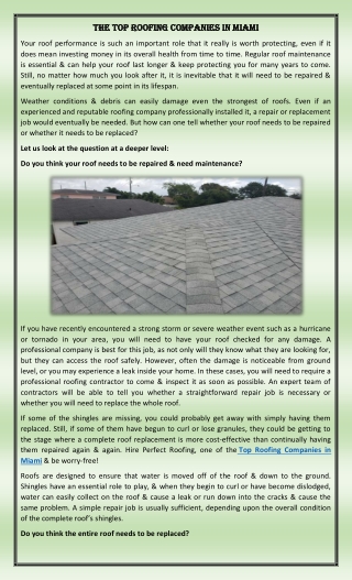 The Top Roofing Companies In Miami