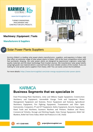 Solar Power Plants Suppliers-Karmica Global