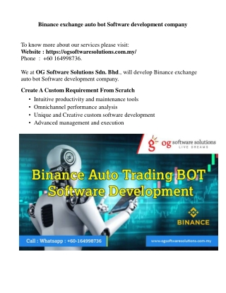 Binance exchange auto bot Software development company