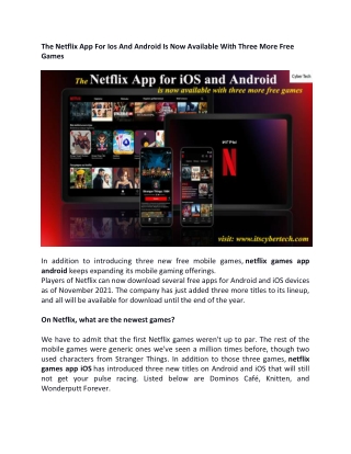 The Netflix App for iOS and Android is now available with three more free games-converted