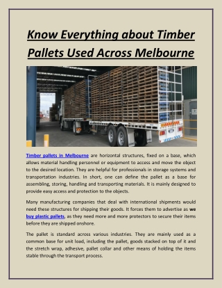 Know Everything about Timber Pallets Used Across Melbourne