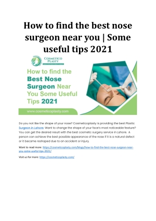 How to find the best nose surgeon near you