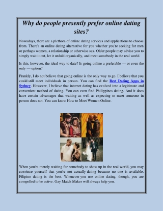 Why do people presently prefer online dating sites