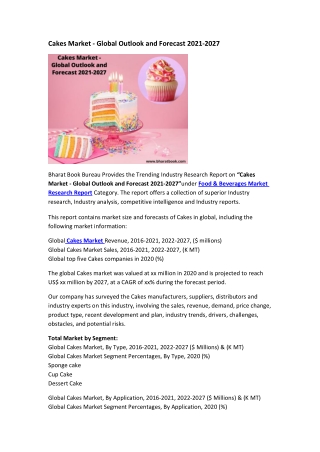 Cakes Market - Global Outlook and Forecast 2021-2027