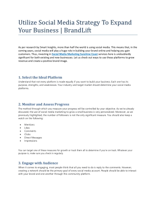 Utilize Social Media Strategy To Expand Your Business | BrandLift