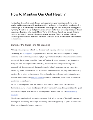 How to Maintain Our Oral Health