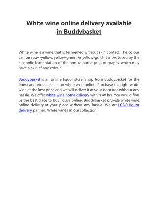 White wine online delivery available in Buddybasket