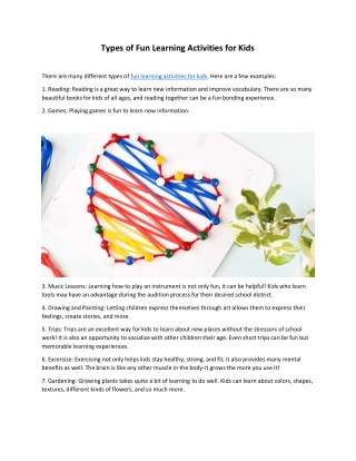 Types of Fun Learning Activities for Kids