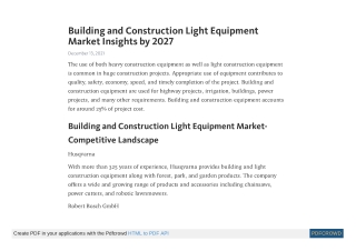 Building and Construction Light Equipment Market Insights by 2027