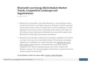 Bluetooth Low Energy (BLE) Module Market Forecast by 2027