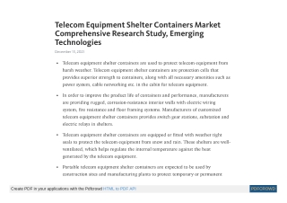 Telecom Equipment Shelter Containers Market 2019 - 2027