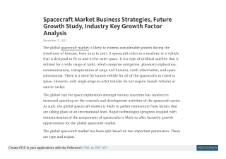 Spacecraft Market Demand and Research Insights by 2027