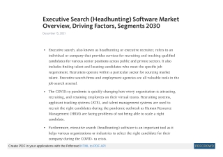 Executive Search (Headhunting) Software Market Insights by 2030