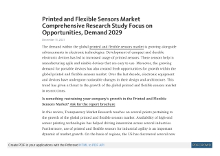 Printed and Flexible Sensors Market Research Insights by 2029