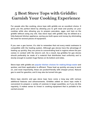 5 Best Stove Tops with Griddle: Garnish Your Cooking Experience