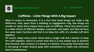 Cufflinks – Little Things With A Big Impact