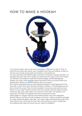 HOW TO MAKE A HOOKAH