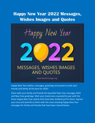 Happy New Year 2022 Messages, Wishes Images and Quotes