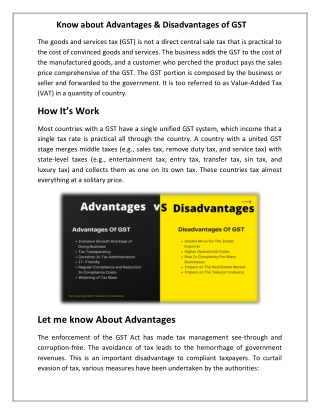 Advantages and Disadvantages Of GST | ChoksiTax
