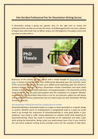 Hire the Best Professional Pen for Dissertation Writing Service