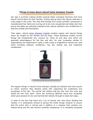 Things to know about natural hemp shampoo Canada