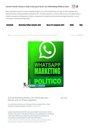 Guia do Marketing Político com Whatsapp-ZAP para Eleição 2022 no Poder Legislativo - Deputado Estadual e Federal - Verea