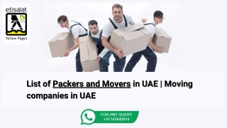 List of Packers and Movers in UAE | Moving companies in UAE