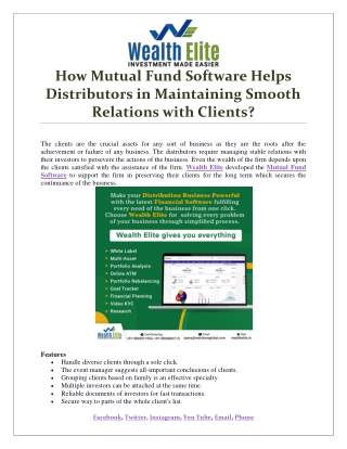 How Mutual Fund Software Helps Distributors in Maintaining Smooth Relations with Clients