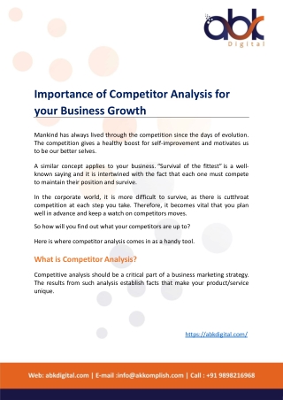 Importance Of Competitor Analysis For Your Business Growth