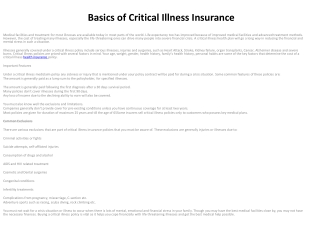 Basics of Critical Illness Insurance