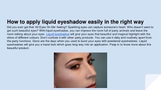 How to apply liquid eyeshadow easily in the right way