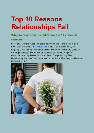 Top 10 Reasons Relationships Fail
