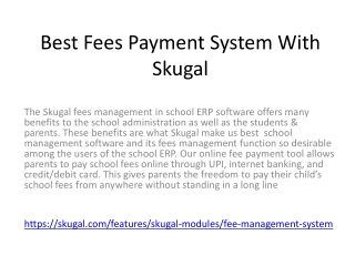 Best Fees Payment System With Skugal